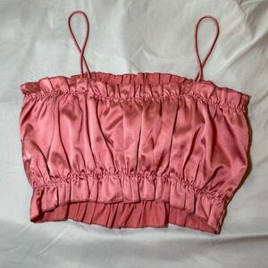 pink ruffled cami crop top size L